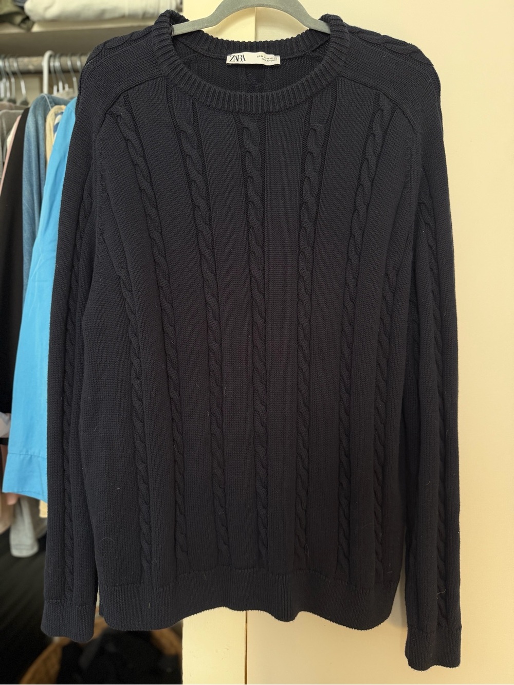 Zara Cable Knit Crewneck Sweater oversized fit